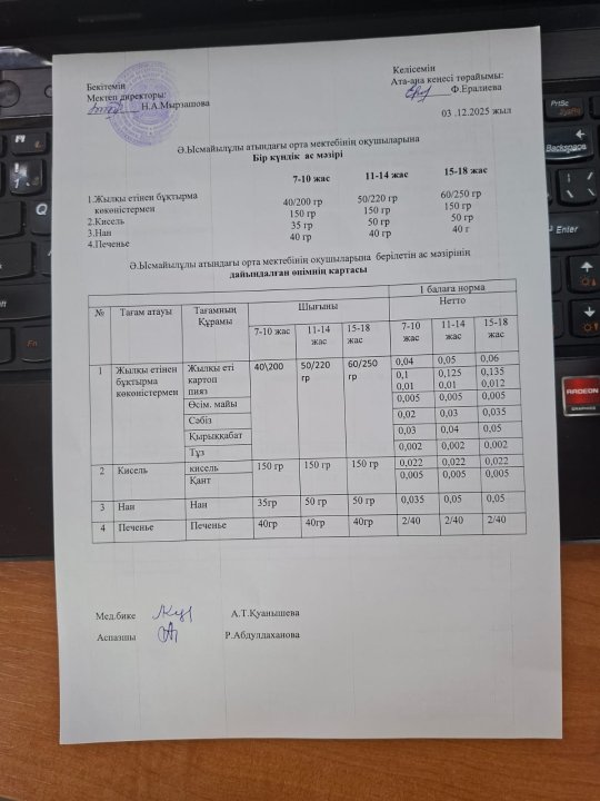 Ас мәзірі